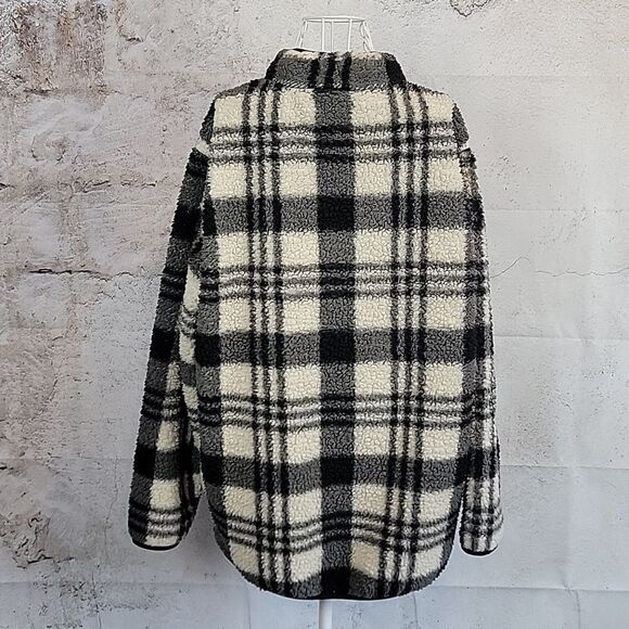 Home Free Plaid Fleece Pullover in Black and Cream Women's Size 2X - Picture 7 of 10
